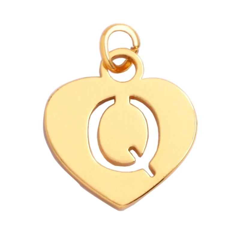 Simpleness Love Heart 18K Gold Plated Brass Initial Name A-Z Letter Charm Pendant Necklace,Fashion Jewelry Findings Supplies M70