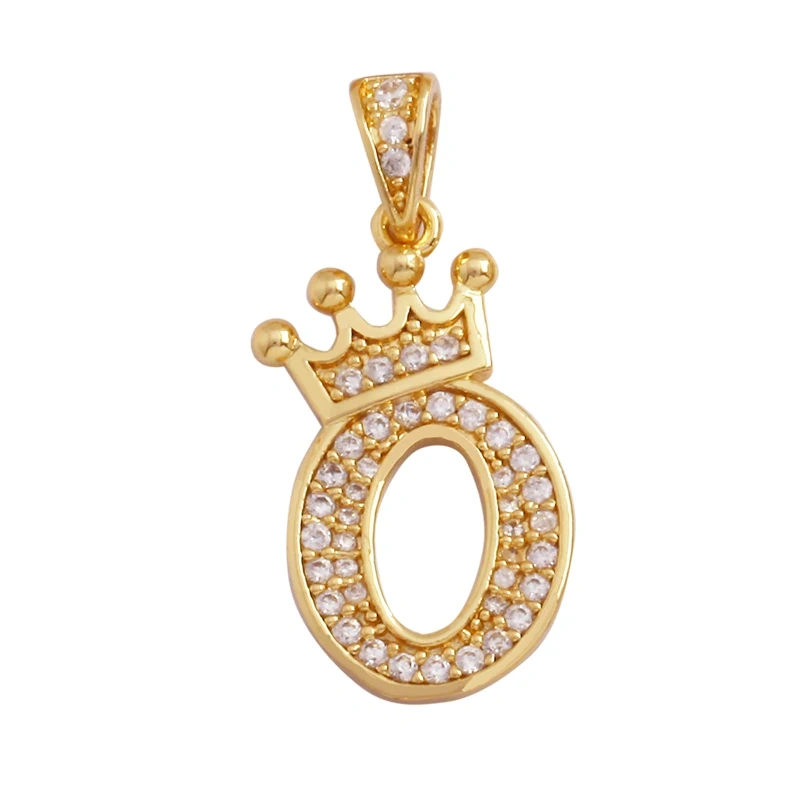Fashion Exquisite 18K Gold Plated Full Zircon Crown Initial Name A-Z Letter Charm Pendant Necklace,Jewelry Findings Supplies M70
