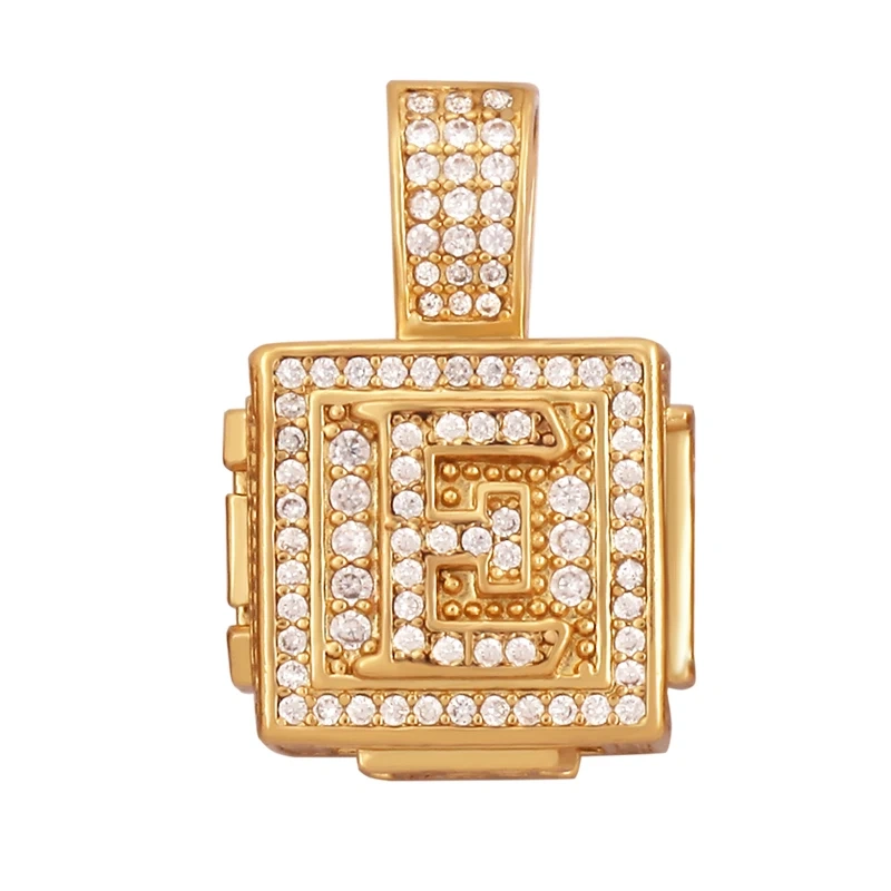 Hip Hop Thick Hollow Cube 18K Gold Plated Initial Name A-Z Letter Charm Pendant Necklace,Fashion Jewelry Findings Women Men L09