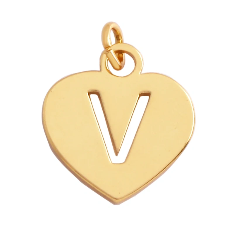 Simpleness Love Heart 18K Gold Plated Brass Initial Name A-Z Letter Charm Pendant Necklace,Fashion Jewelry Findings Supplies M70