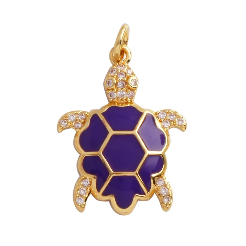 Starfish Blue Ocean Sea Turtle Sea Horse Conch Shell Charm Pendant,Gold Plated Zircon Jewelry Findings Accessories Supplies M62
