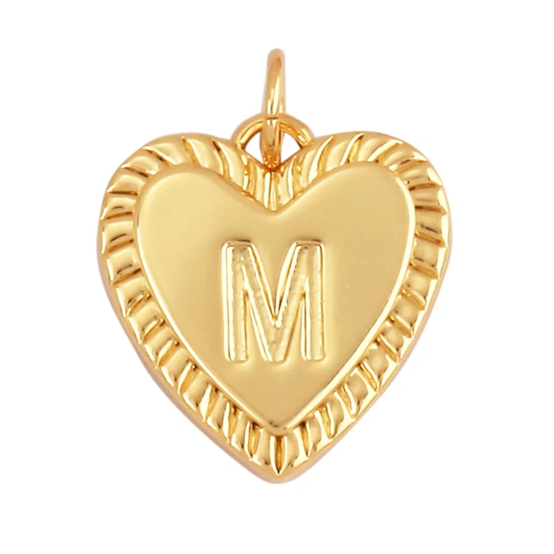 Simple Heart Shape 18K Gold Plated Initial Name A-Z Letter Charm Pendant Necklace,Fashion Jewelry Findings For Women Men L82