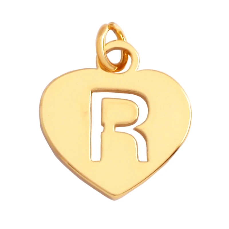 Simpleness Love Heart 18K Gold Plated Brass Initial Name A-Z Letter Charm Pendant Necklace,Fashion Jewelry Findings Supplies M70