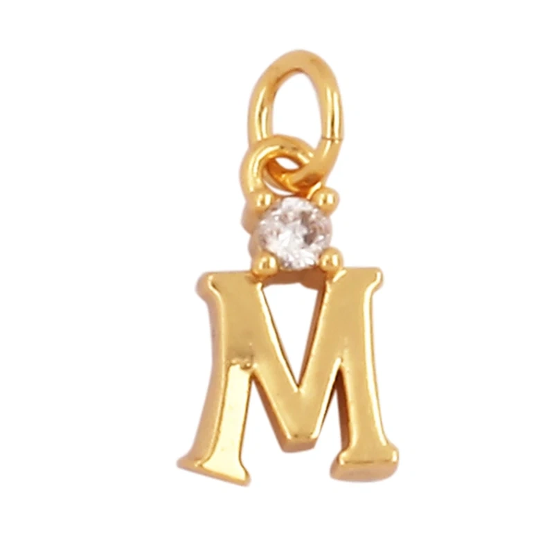 Mini Simple Zircon 18K Gold Plated Initial Name A-Z Letter Charm Pendant Necklace,Fashion Jewelry Findings Supplies L09