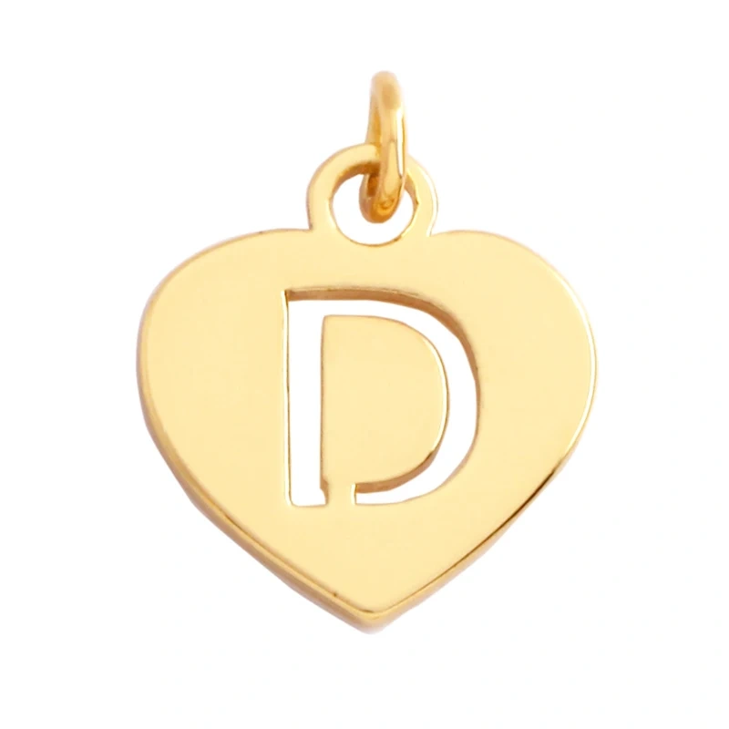 Simpleness Love Heart 18K Gold Plated Brass Initial Name A-Z Letter Charm Pendant Necklace,Fashion Jewelry Findings Supplies M70