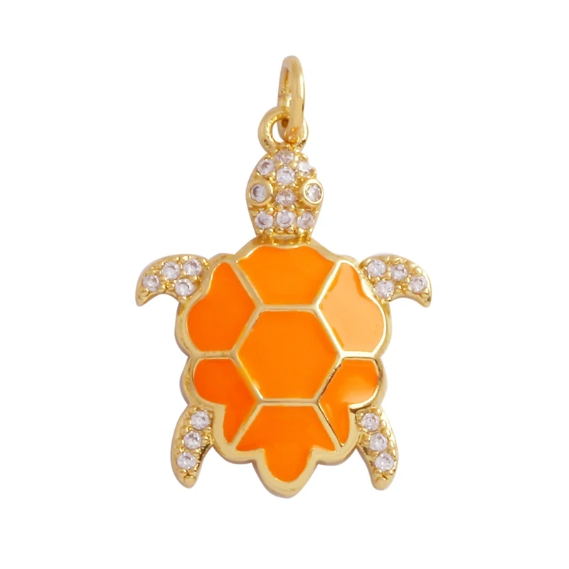 Starfish Blue Ocean Sea Turtle Sea Horse Conch Shell Charm Pendant,Gold Plated Zircon Jewelry Findings Accessories Supplies M62