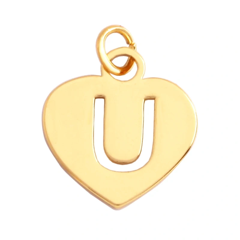 Simpleness Love Heart 18K Gold Plated Brass Initial Name A-Z Letter Charm Pendant Necklace,Fashion Jewelry Findings Supplies M70