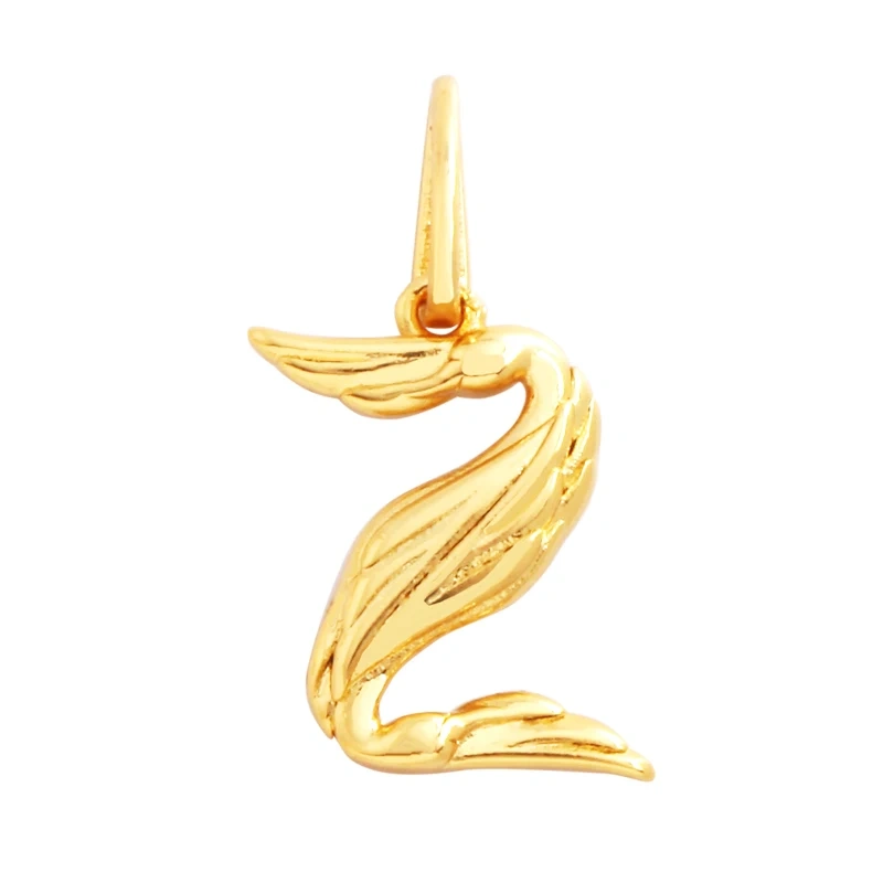 Creativity Elegance Feather Swan Gold Plated Initial Name A-Z Letter Charm Pendant Necklace,Fashion Jewelry Findings Supply M45