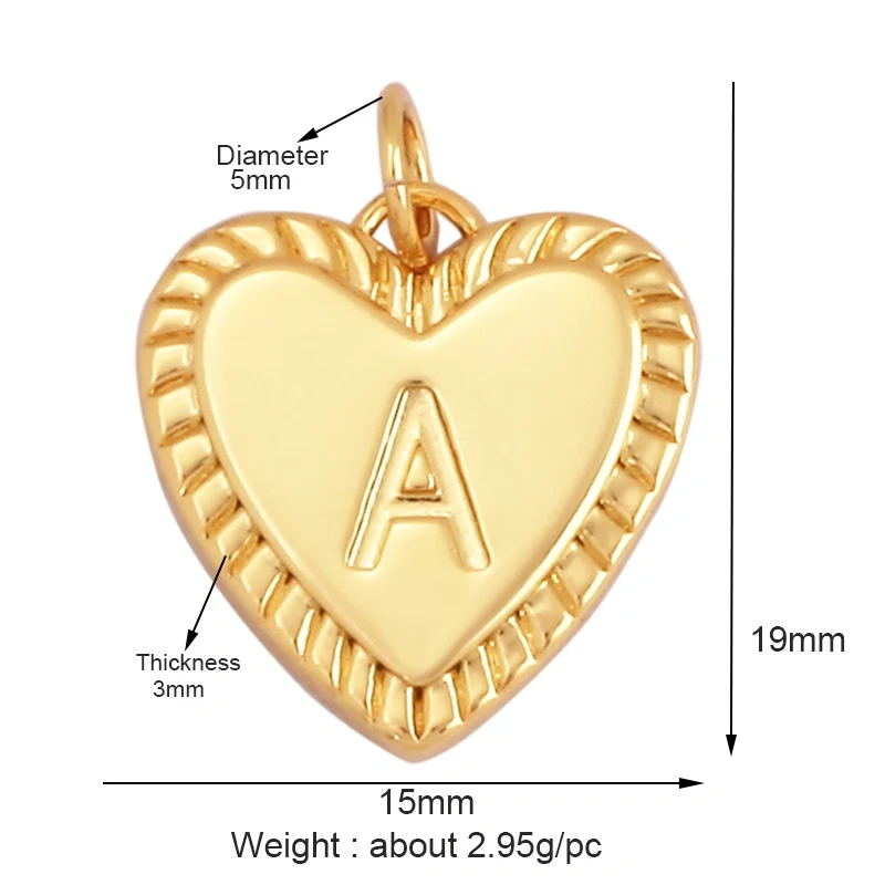 Simple Heart Shape 18K Gold Plated Initial Name A-Z Letter Charm Pendant Necklace,Fashion Jewelry Findings For Women Men L82