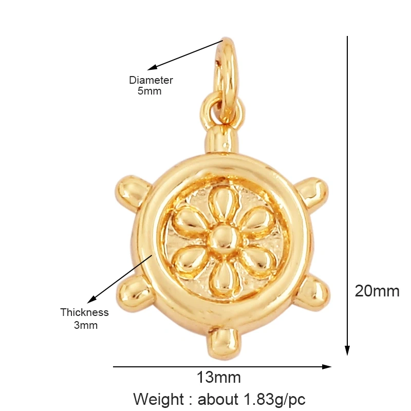 Trendy Ocean Sea River Boat Anchor Boat Rudder Charm Pendant,18K Gold Plated Zircon Jewelry Findings Accessories Supplies P02