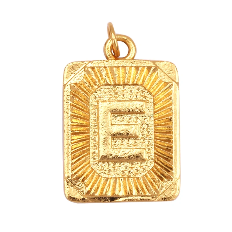 Hip Hop Style Rectangle 18K Gold Plated Initial Name A-Z Letter Charm Pendant Necklace,Fashion Jewelry Findings For Women Men