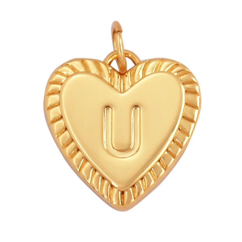 Simple Heart Shape 18K Gold Plated Initial Name A-Z Letter Charm Pendant Necklace,Fashion Jewelry Findings For Women Men L82