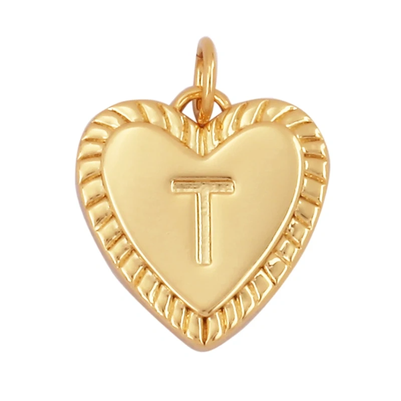 Simple Heart Shape 18K Gold Plated Initial Name A-Z Letter Charm Pendant Necklace,Fashion Jewelry Findings For Women Men L82