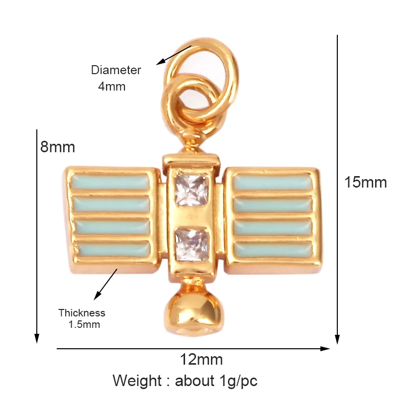 Cute Sun Star Moon Rocket Aircraft Spacemen Angel Charm Pendant,18K Gold Inlaid Zircon Jewelry Necklace Making Wholesale Supply