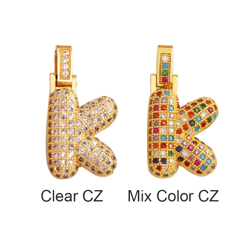 Colorful 18K Gold Plated Full Zircon Initial Name Letter Charm Pendant,Fashion Necklace Jewelry Findings Accessories Supply M71