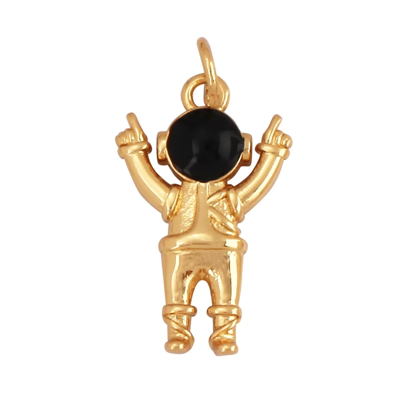 Cute Sun Star Moon Rocket Aircraft Spacemen Angel Charm Pendant,18K Gold Inlaid Zircon Jewelry Necklace Making Wholesale Supply