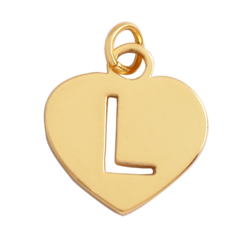 Simpleness Love Heart 18K Gold Plated Brass Initial Name A-Z Letter Charm Pendant Necklace,Fashion Jewelry Findings Supplies M70