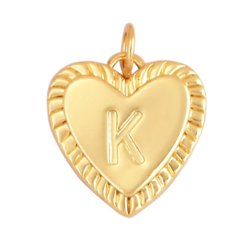 Simple Heart Shape 18K Gold Plated Initial Name A-Z Letter Charm Pendant Necklace,Fashion Jewelry Findings For Women Men L82