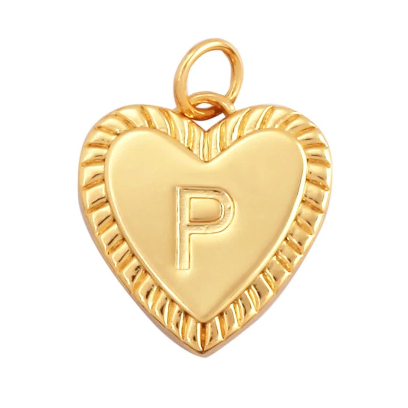 Simple Heart Shape 18K Gold Plated Initial Name A-Z Letter Charm Pendant Necklace,Fashion Jewelry Findings For Women Men L82