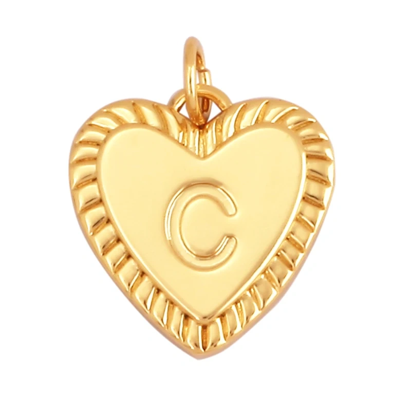 Simple Heart Shape 18K Gold Plated Initial Name A-Z Letter Charm Pendant Necklace,Fashion Jewelry Findings For Women Men L82