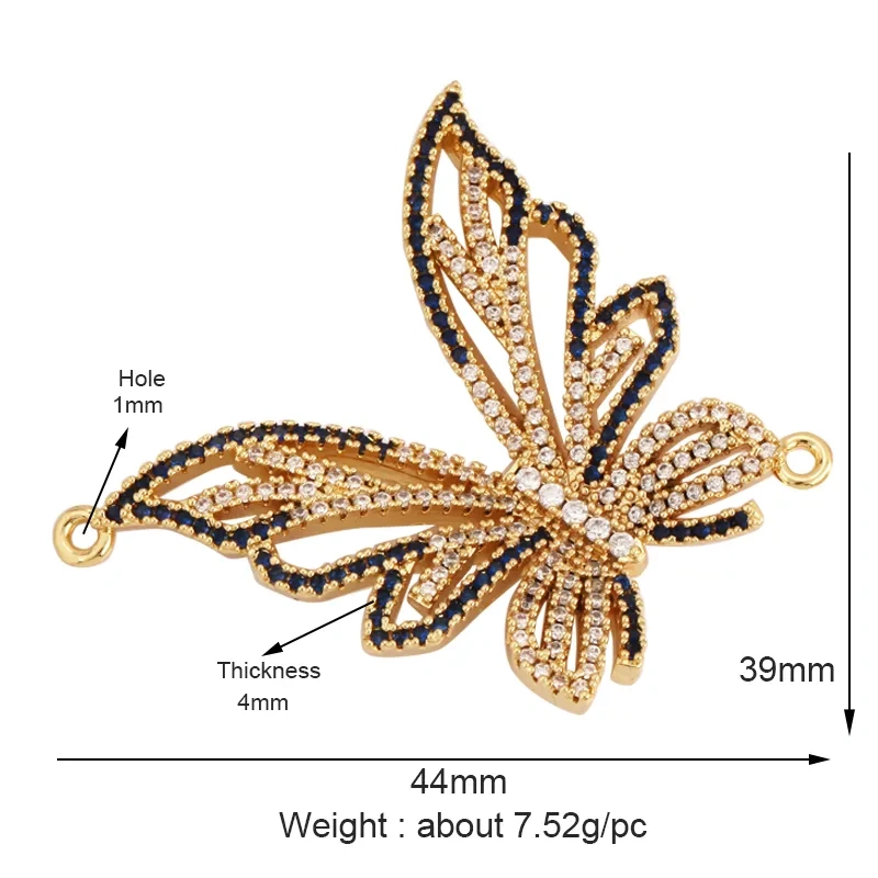 Trendy Butterfly Elephant Star Snowflake Connector,18K Gold Plated Zircon Charm Jewelry Findings Bracelet Necklace Supplies P18