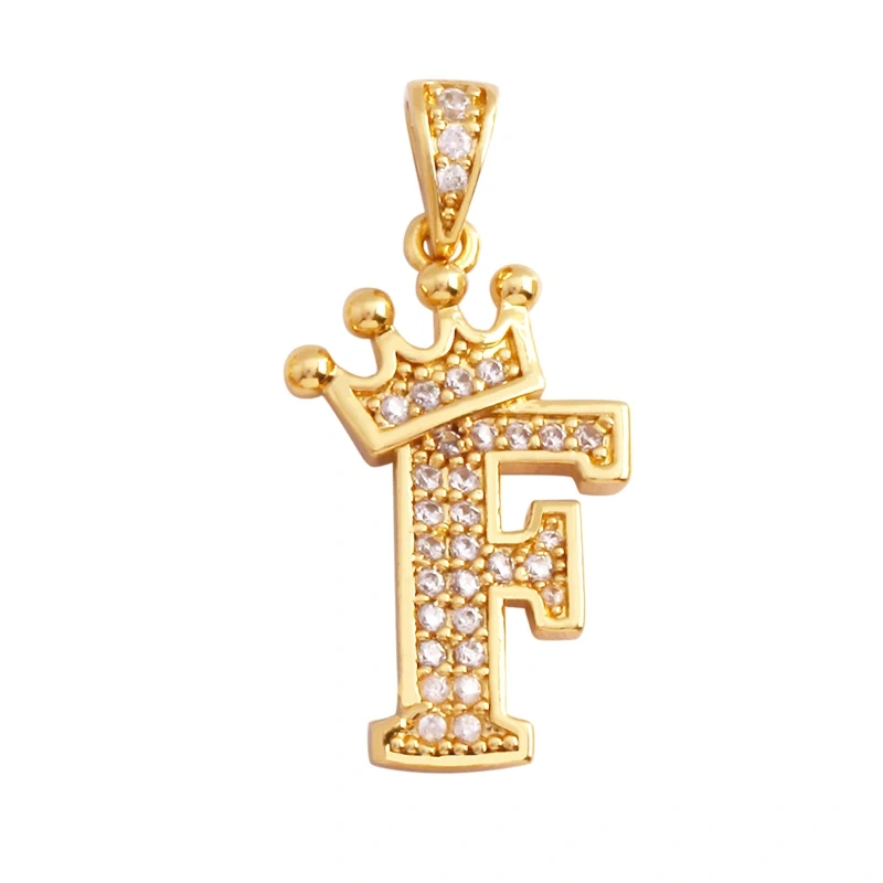 Fashion Exquisite 18K Gold Plated Full Zircon Crown Initial Name A-Z Letter Charm Pendant Necklace,Jewelry Findings Supplies M70