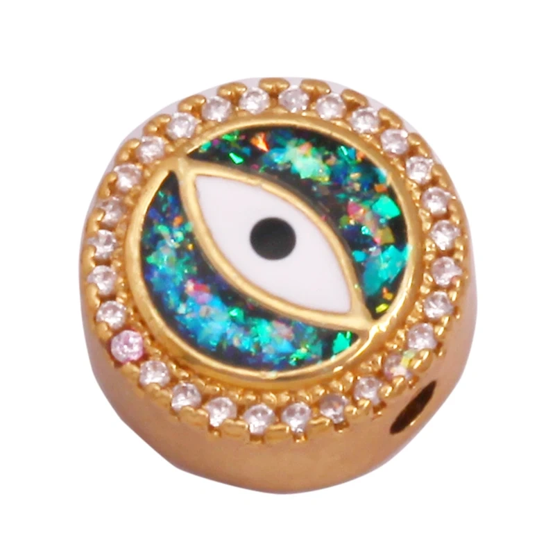 Colourful Shell Chip Eye Hand Love Heart Bead,18K Gold Plated Brass DIY Bracelet Necklace  Components Accessories Supplies K54