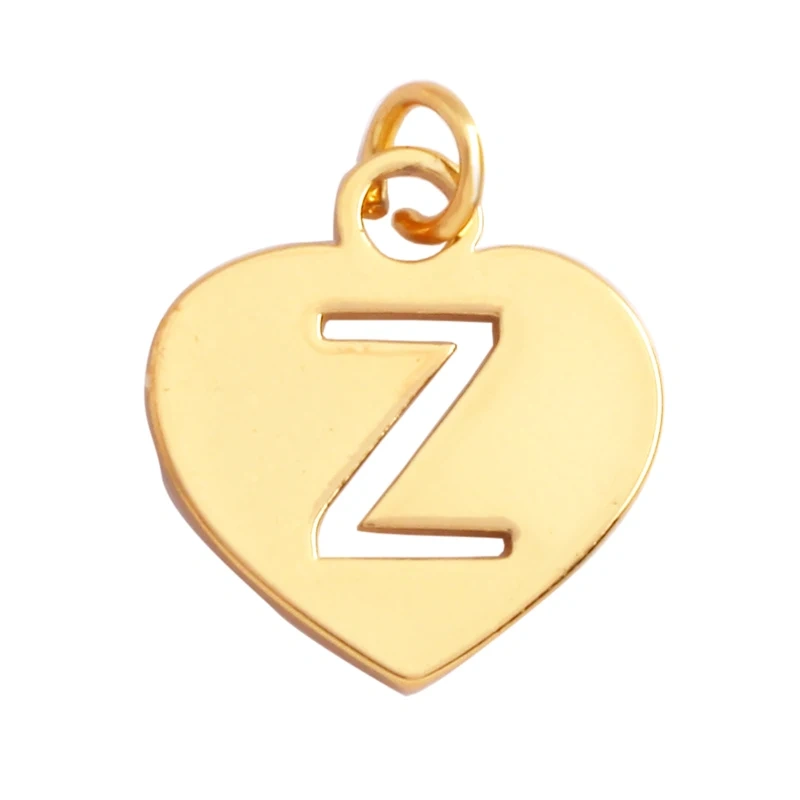 Simpleness Love Heart 18K Gold Plated Brass Initial Name A-Z Letter Charm Pendant Necklace,Fashion Jewelry Findings Supplies M70