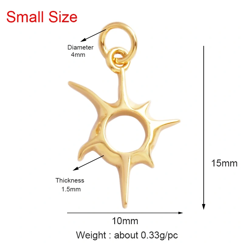 Cute Sun Star Moon Rocket Aircraft Spacemen Angel Charm Pendant,18K Gold Inlaid Zircon Jewelry Necklace Making Wholesale Supply