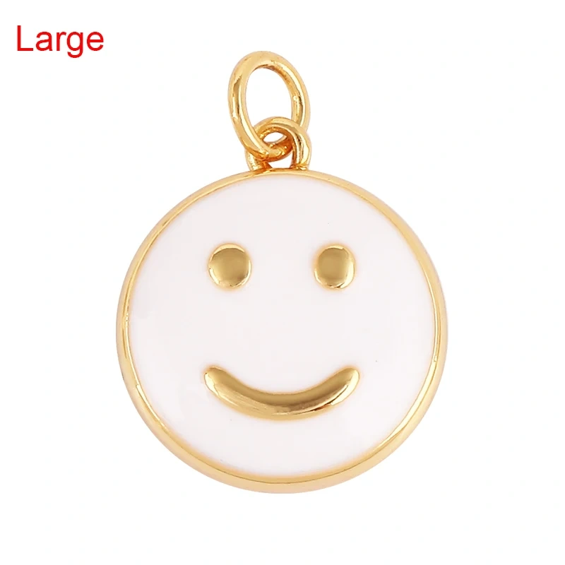 Happy Face Enamel Charm Neon Pink Orange Turquoise Blue Oil Dropped,Real Gold Plated ,Necklace Bracelet Pendant K01