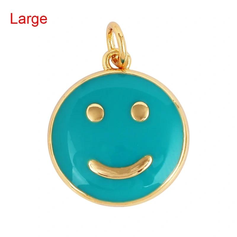 Happy Face Enamel Charm Neon Pink Orange Turquoise Blue Oil Dropped,Real Gold Plated ,Necklace Bracelet Pendant K01