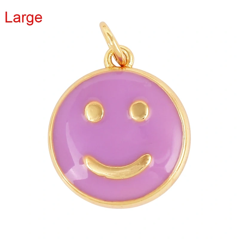 Happy Face Enamel Charm Neon Pink Orange Turquoise Blue Oil Dropped,Real Gold Plated ,Necklace Bracelet Pendant K01