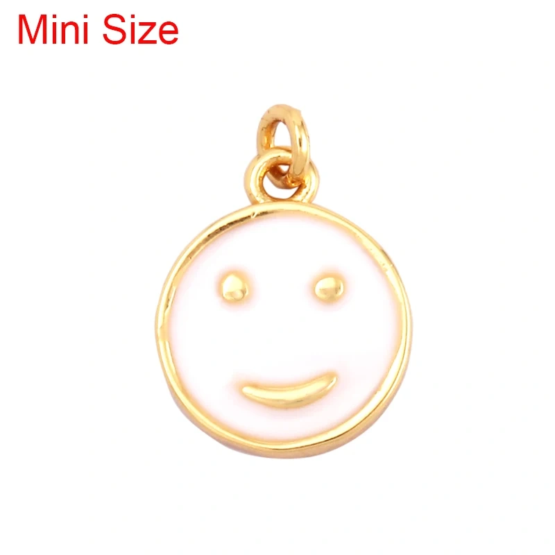 Happy Face Enamel Charm Neon Pink Orange Turquoise Blue Oil Dropped,Real Gold Plated ,Necklace Bracelet Pendant K01