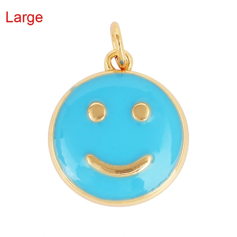 Happy Face Enamel Charm Neon Pink Orange Turquoise Blue Oil Dropped,Real Gold Plated ,Necklace Bracelet Pendant K01