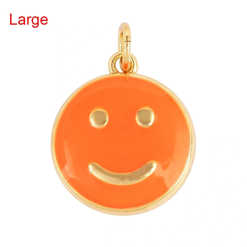 Happy Face Enamel Charm Neon Pink Orange Turquoise Blue Oil Dropped,Real Gold Plated ,Necklace Bracelet Pendant K01