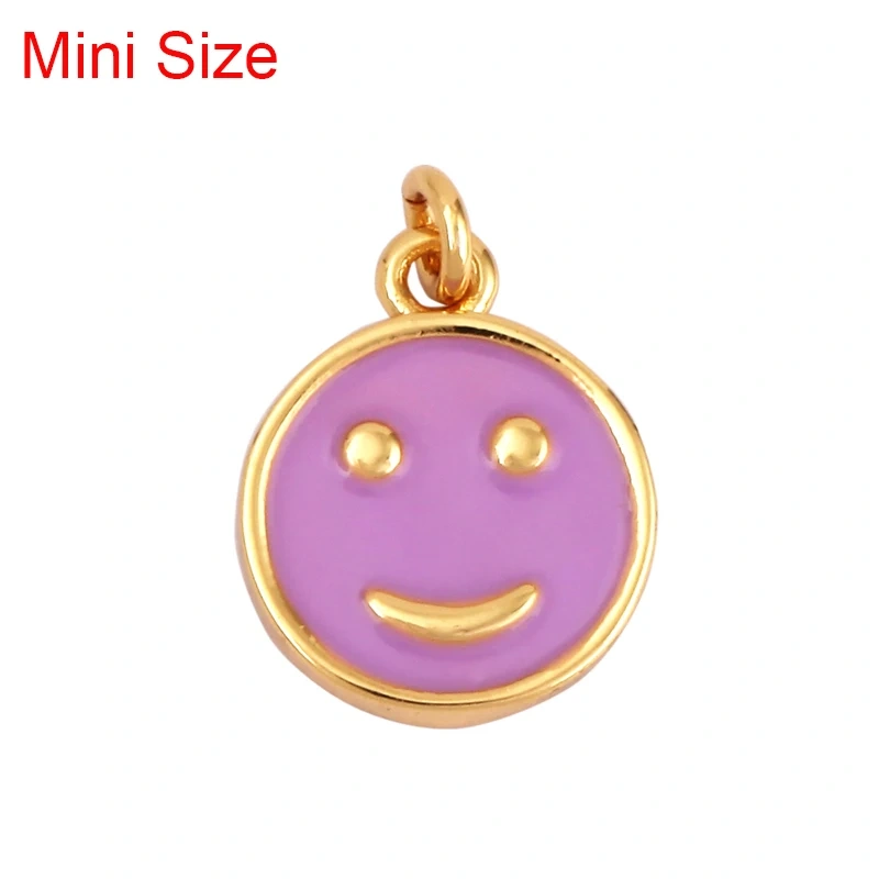 Happy Face Enamel Charm Neon Pink Orange Turquoise Blue Oil Dropped,Real Gold Plated ,Necklace Bracelet Pendant K01 K56