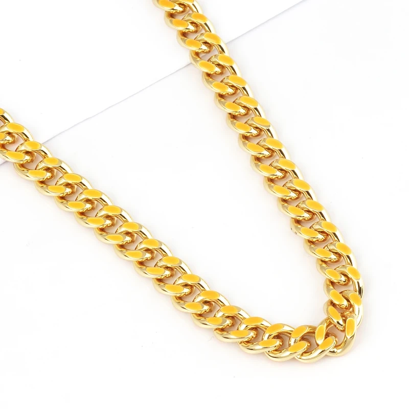 Colourful Metal Paper Clip Chunky Oval Chain , Oil Dropped, Plated With Real Gold,Not Easy To Tarnish ,1 Meter Long