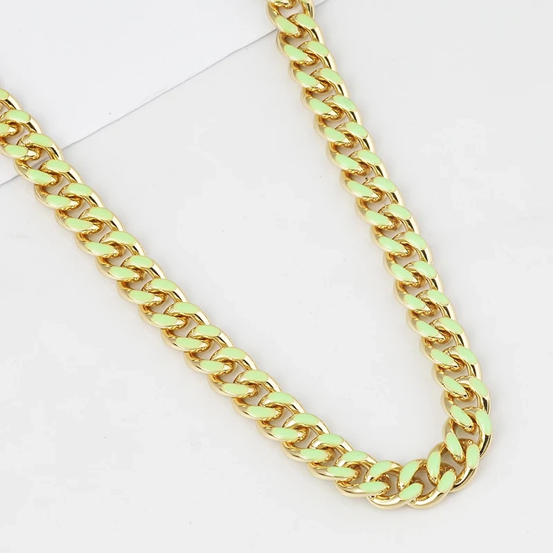 Colourful Metal Paper Clip Chunky Oval Chain , Oil Dropped, Plated With Real Gold,Not Easy To Tarnish ,1 Meter Long