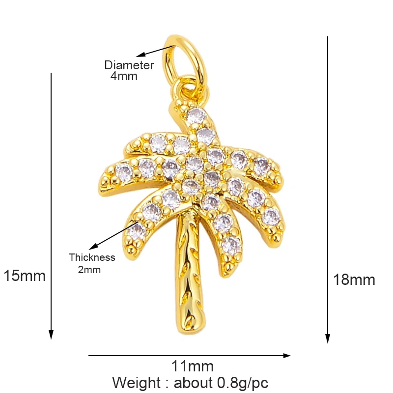 Pine Cone Lotus Coconut Tree Sun Flower Ginkgo Leaf  18K Gold Charm,Bracelet Earring Attachment  Jewelry Components Findings L44