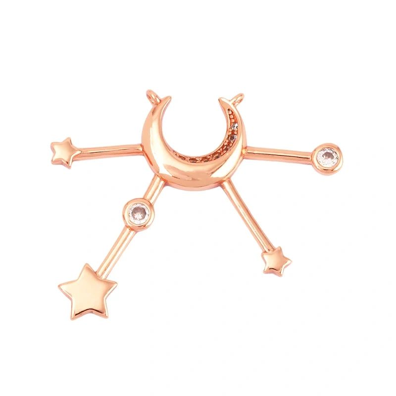 New Trendy Shining Space Sun Moon Star Charm Pendant,18K Gold Inlaid Cubic Zirconia Jewelry Necklace Bracelet Making Supply L44