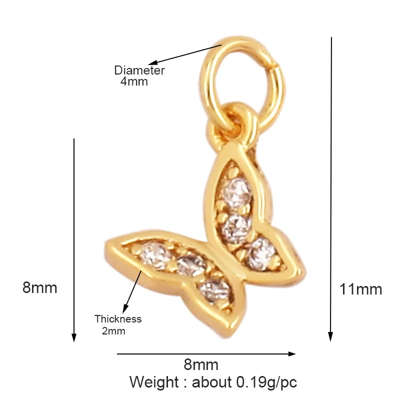 Super Mini Star Flower Butterfly Bee Smiling Face Charm Pendant,Cubic Zirconia Paved Jewelry Necklace Bracelet Accessories L22