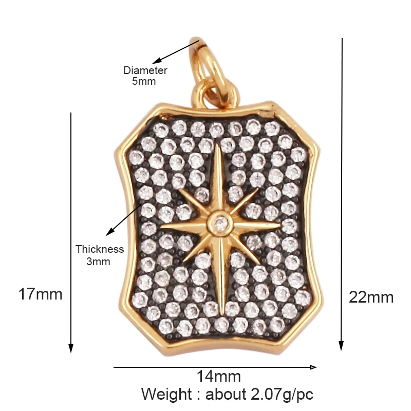 Shining Celestial Sun Moon Star Space Charm Pendant in Gold Color,Inlaid CZ Zirconia Jewelry Necklace Bracelet Making Supply L42