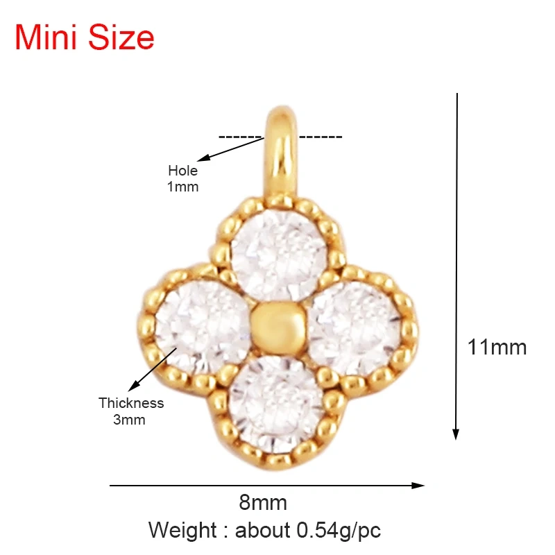 Super Mini Star Flower Butterfly Bee Smiling Face Charm Pendant,Cubic Zirconia Paved Jewelry Necklace Bracelet Accessories L22