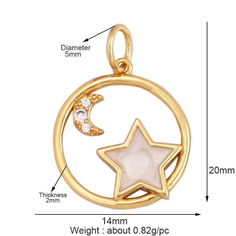 New Trendy Shining Space Sun Moon Star Charm Pendant,18K Gold Inlaid Cubic Zirconia Jewelry Necklace Bracelet Making Supply L44