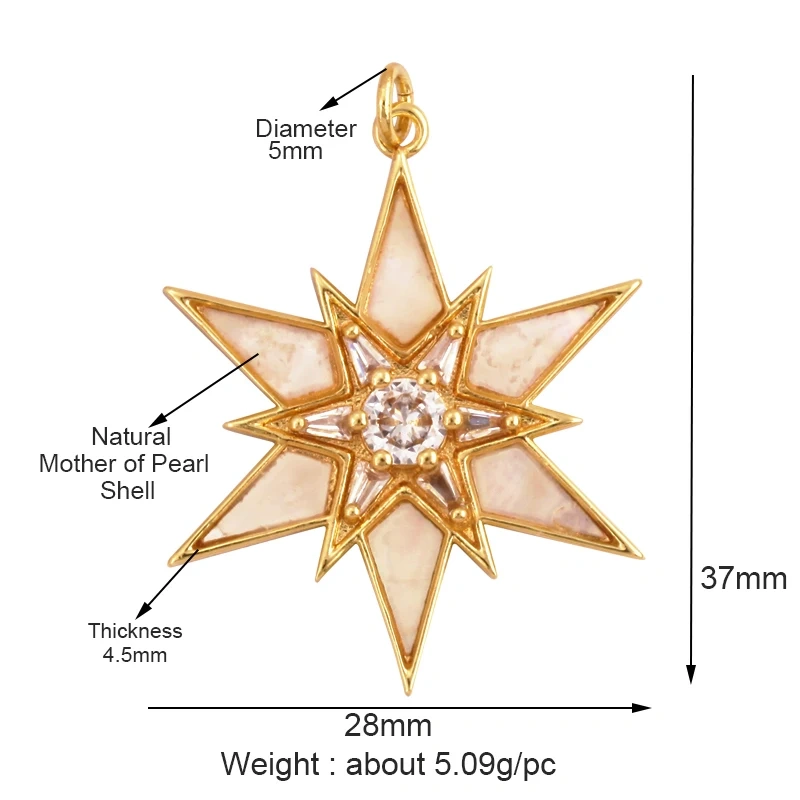 New Trendy Shining Space Sun Moon Star Charm Pendant,18K Gold Inlaid Cubic Zirconia Jewelry Necklace Bracelet Making Supply L44