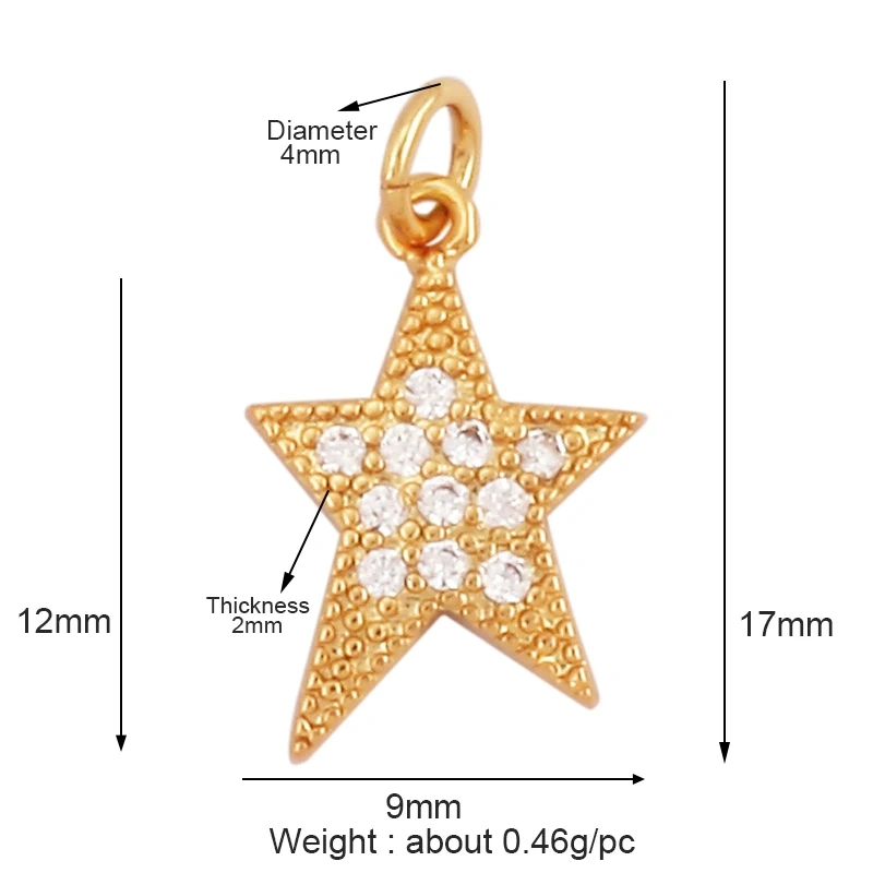 New Trendy Shining Space Sun Moon Star Charm Pendant,18K Gold Inlaid Cubic Zirconia Jewelry Necklace Bracelet Making Supply L44