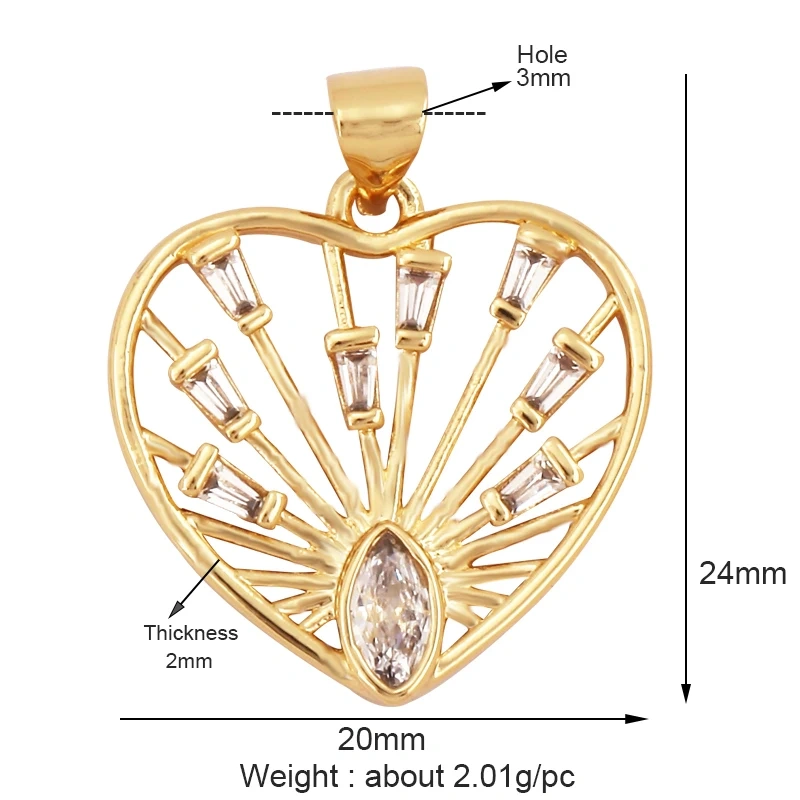 Acred Sacred Red Heart Charm Mexico Victorian Love Zircon Pendant,Christian 18K Real Gold Plated for Jewelry Making Supplies L26