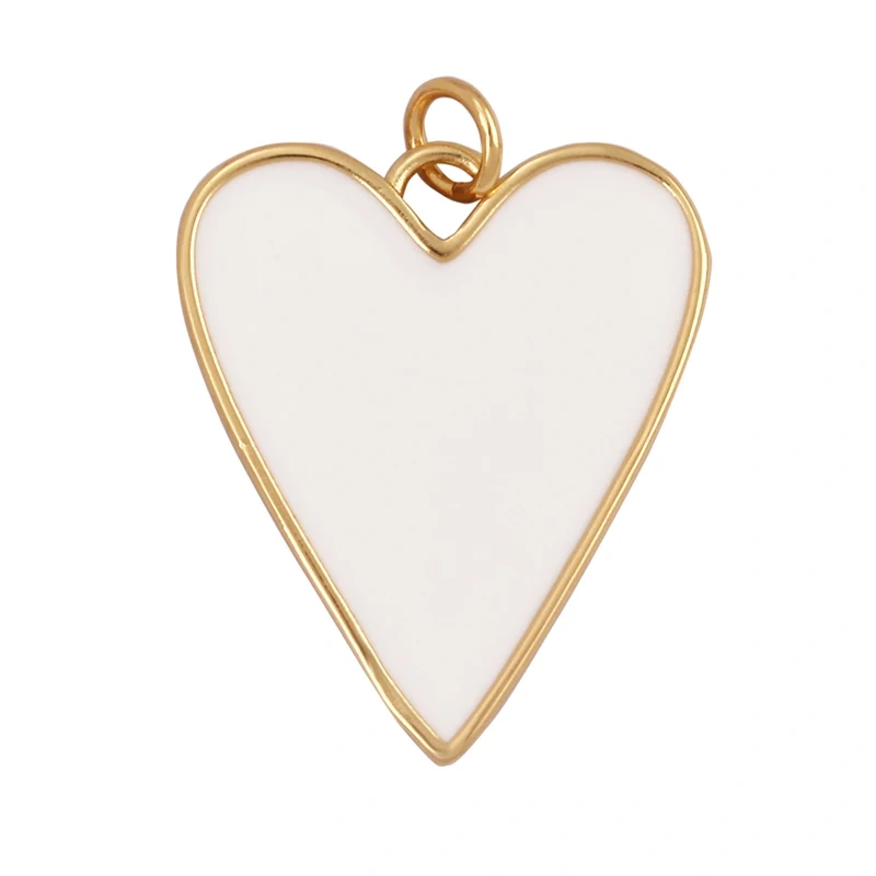 Colourful Enamel Heart Charm Neon Pink White Black Blue Pendant Oil Dropped , Real Gold Plated Colour for Necklace Bracelet K10