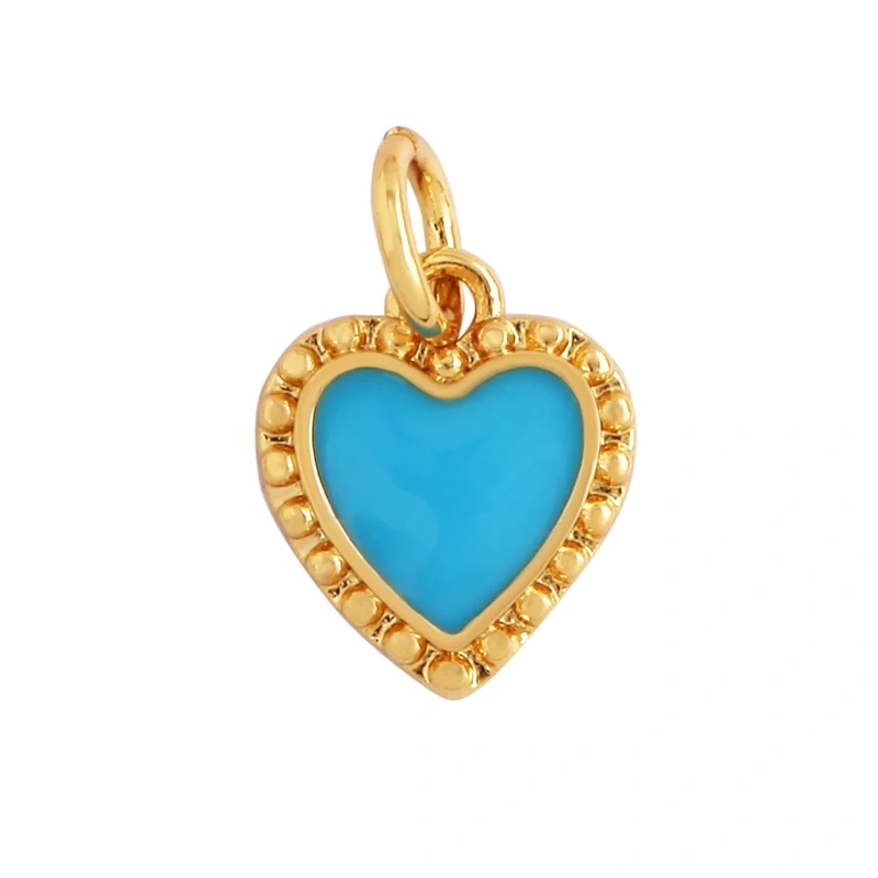 Fashion Colourful Enamel Dripping Oil Love Heart Charm Pendant,Cute 18K Gold Zircon Mix Style Jewelry Necklace Accessories L26