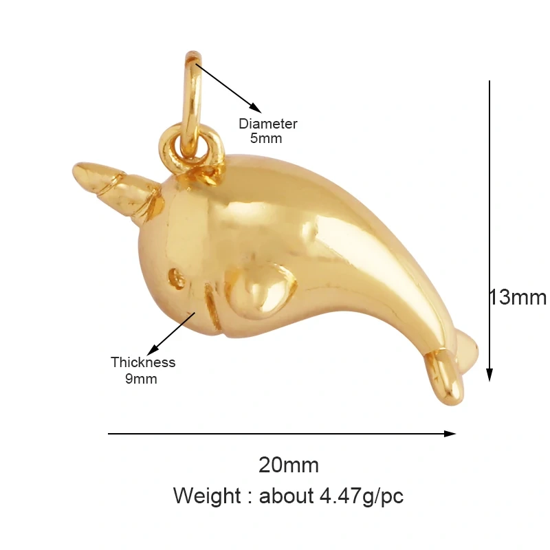 Blue Ocean Shell Animal Dolphin Tropical Fish Bone Seastar Shrimp Charm Pendant,18K Gold Plated Zircon Jewelry Findings L34